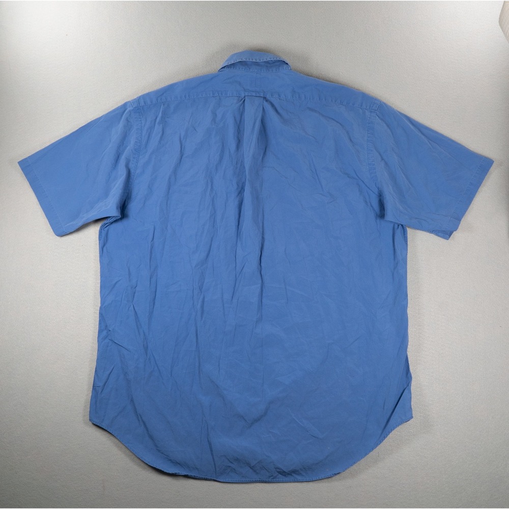 Ralph Lauren Blake Mens L Blue Short Sleeve Button Down Cotton Shirt Pony Logo - Picture 8 of 9